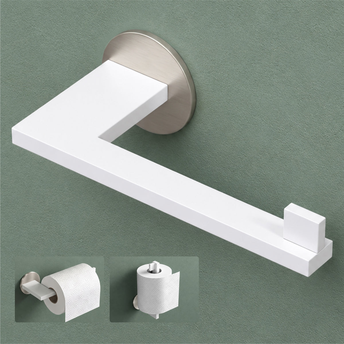 glasvilla Porta Carta Igienica in Acciaio Inossidabile 304, Portarotolo Carta Igienica Moderna per Bagno e Toilette, Lino-02+03+04