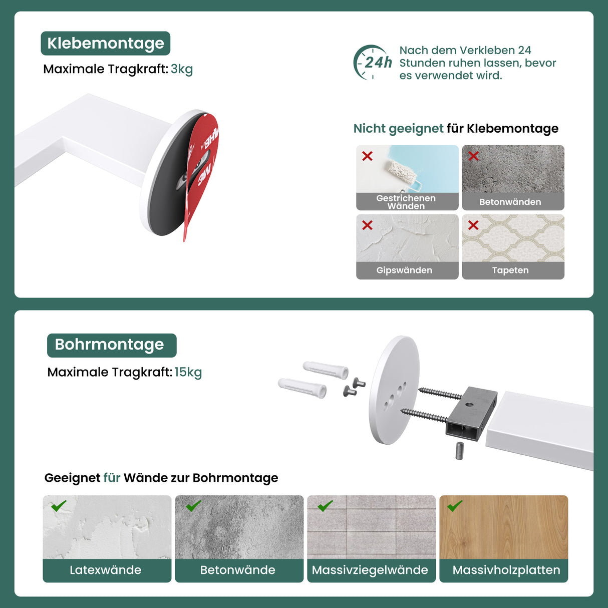Glasvilla Design Portarrollos de Acero Inoxidable Lino-02/03/04 – Instalación Horizontal o Vertical