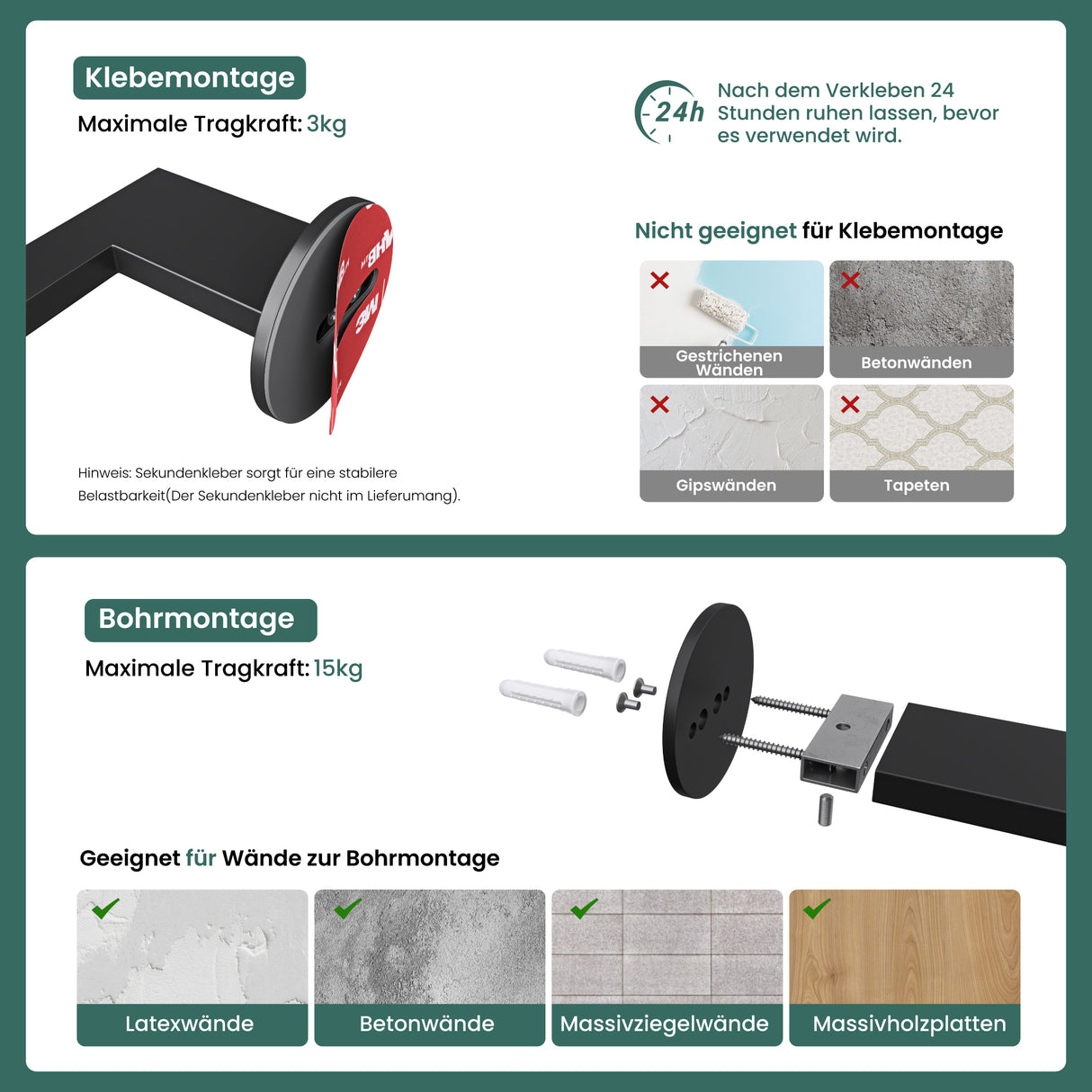 Glasvilla Design Portarrollos de Acero Inoxidable Lino-02/03/04 – Instalación Horizontal o Vertical