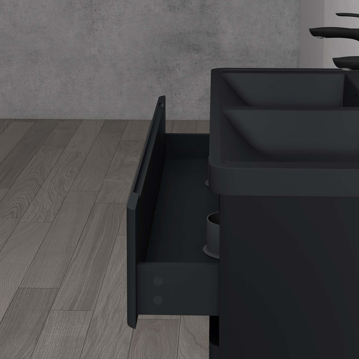 glasvilla Badmöbel-Set Waschbeckenunterschrank mit Softclose Schubladen inkl. Mineralguss Waschbecken Lucca