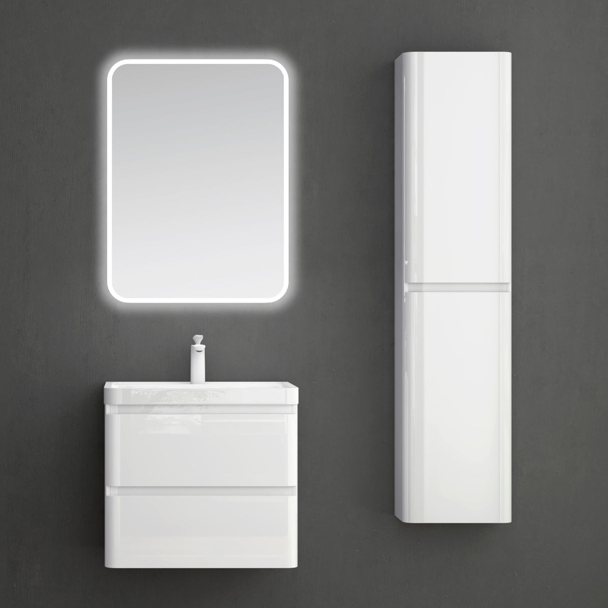 glasvilla Badmöbel-Set Waschbeckenunterschrank mit Softclose Schubladen inkl. Mineralguss Waschbecken Lucca