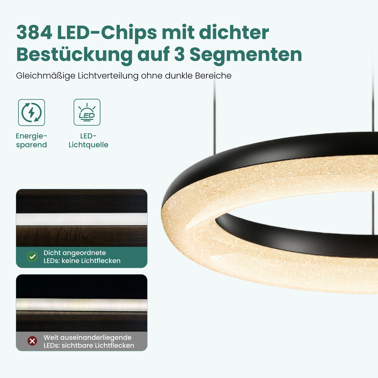 glasvilla Suspension de table à manger, Lampe suspendue LED moderne, intensité réglable en continu 3000K–6000K, lampe de table à manger design réglable en hauteur avec télécommande et interrupteur mural, Luvina03