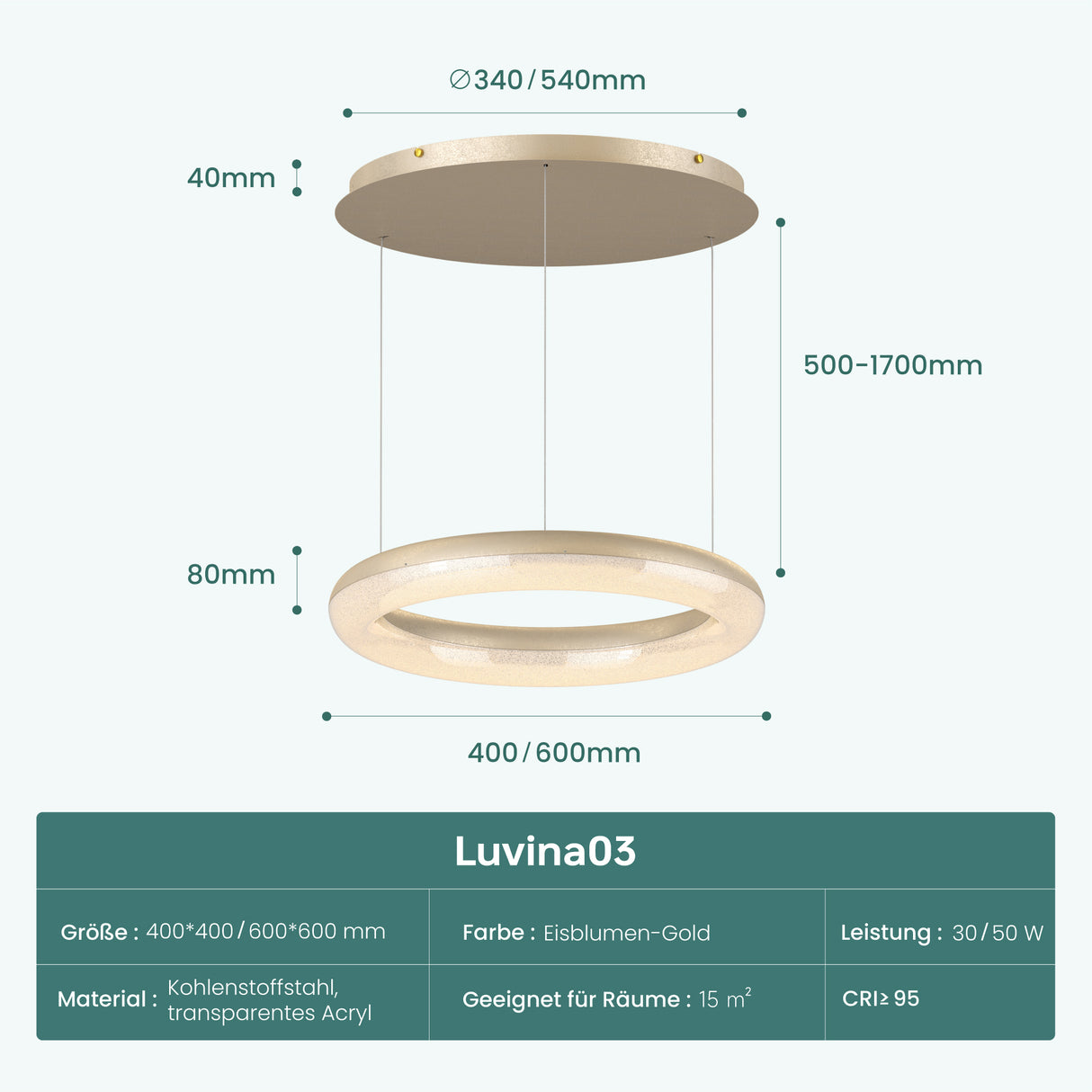 glasvilla Pendelleuchte Esstisch, LED Moderne Hängelampe, stufenlos dimmbar 3000K–6000K, höhenverstellbare Design Esstischlampe mit Fernbedienung & Wandschalter, Luvina03
