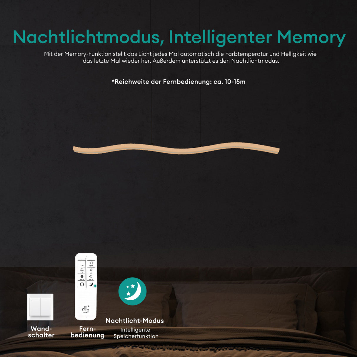 lampara colgante glasvilla 97cm LED regulable con control remoto 3000K/4000K/6000K cable ajustable 36W lámpara colgante para comedor sala de estar dormitorio