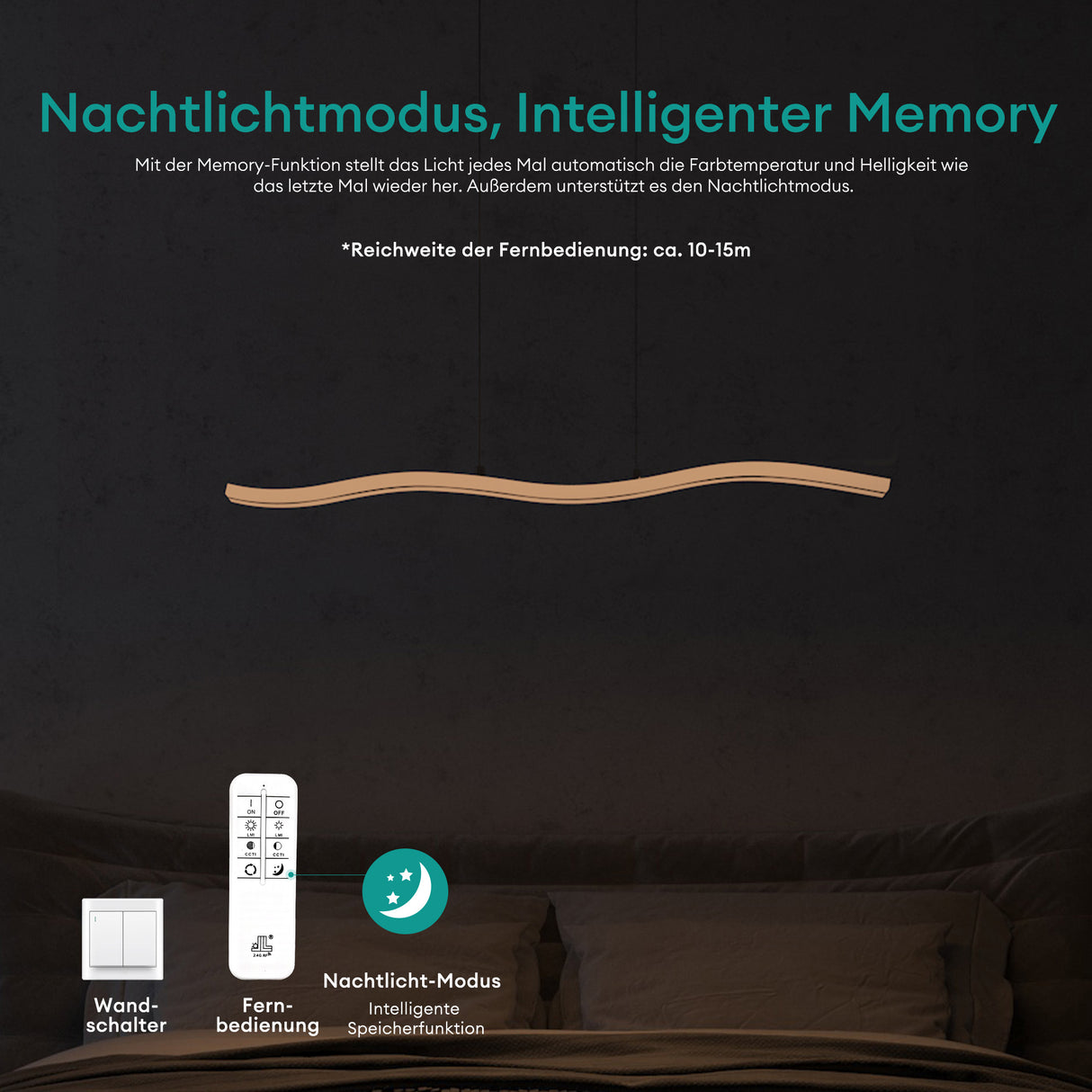 Suspension Glasvilla 97 cm, lampe LED dimmable avec télécommande, température de couleur 3000K/4000K/6000K, câble ajustable, 36 W, idéale pour salle à manger, salon ou chambre.