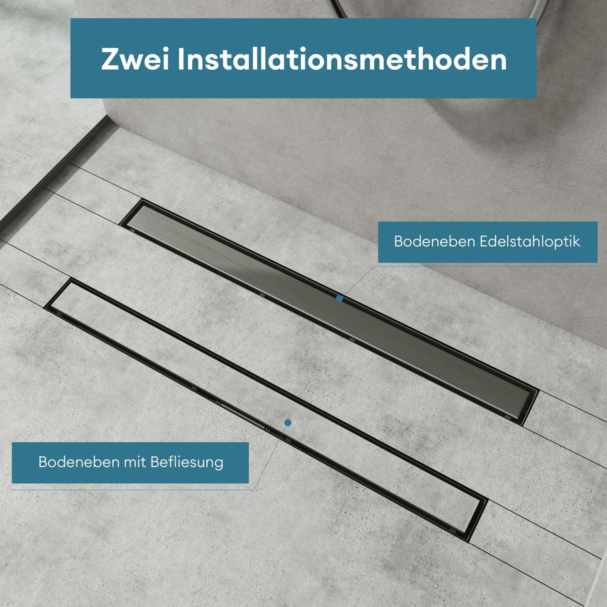 glasvilla Duschrinne desagüe de suelo de acero inoxidable | conjunto completo de canal de desagüe para baño | desagüe apto para azulejos 35L/min | filtro de pelo KE110