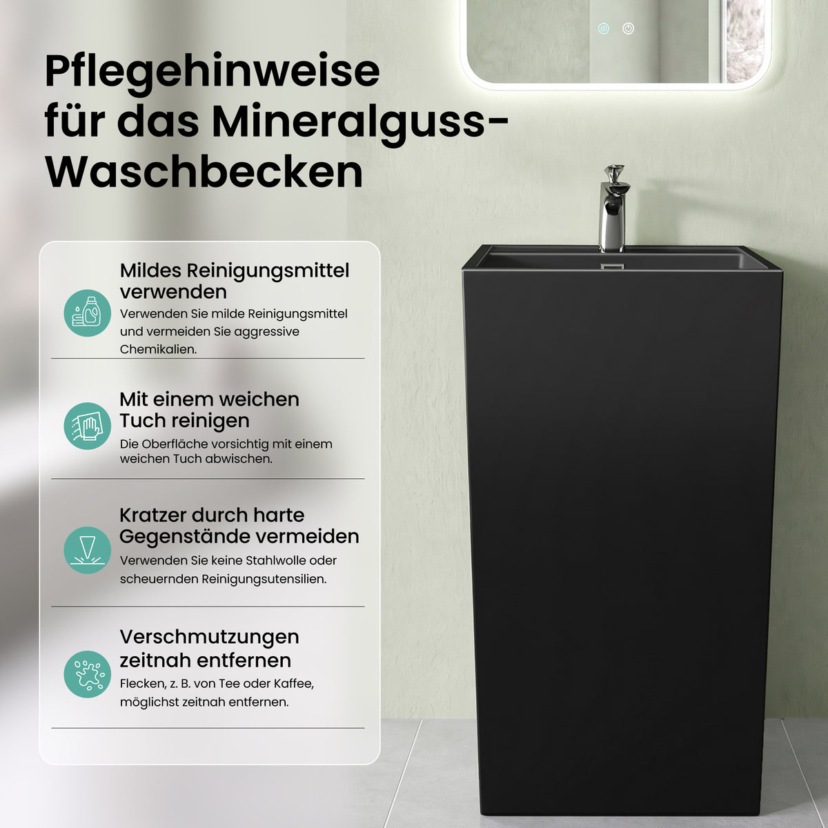 Lavabo sur pied Glasvilla Design Col34 en fonte minérale