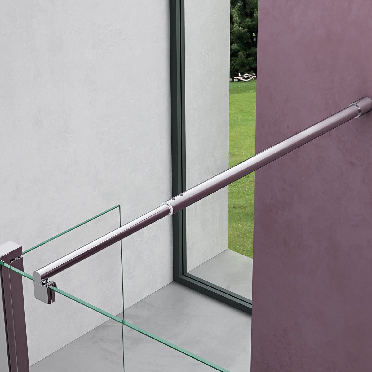 glasvilla Walk-In Duschwand für Dusche Duschabtrennung 8mm Klarglas ESG-Sicherheitsglas mit Nano Rechteckiger Stabilisator Bremen01K-Plus