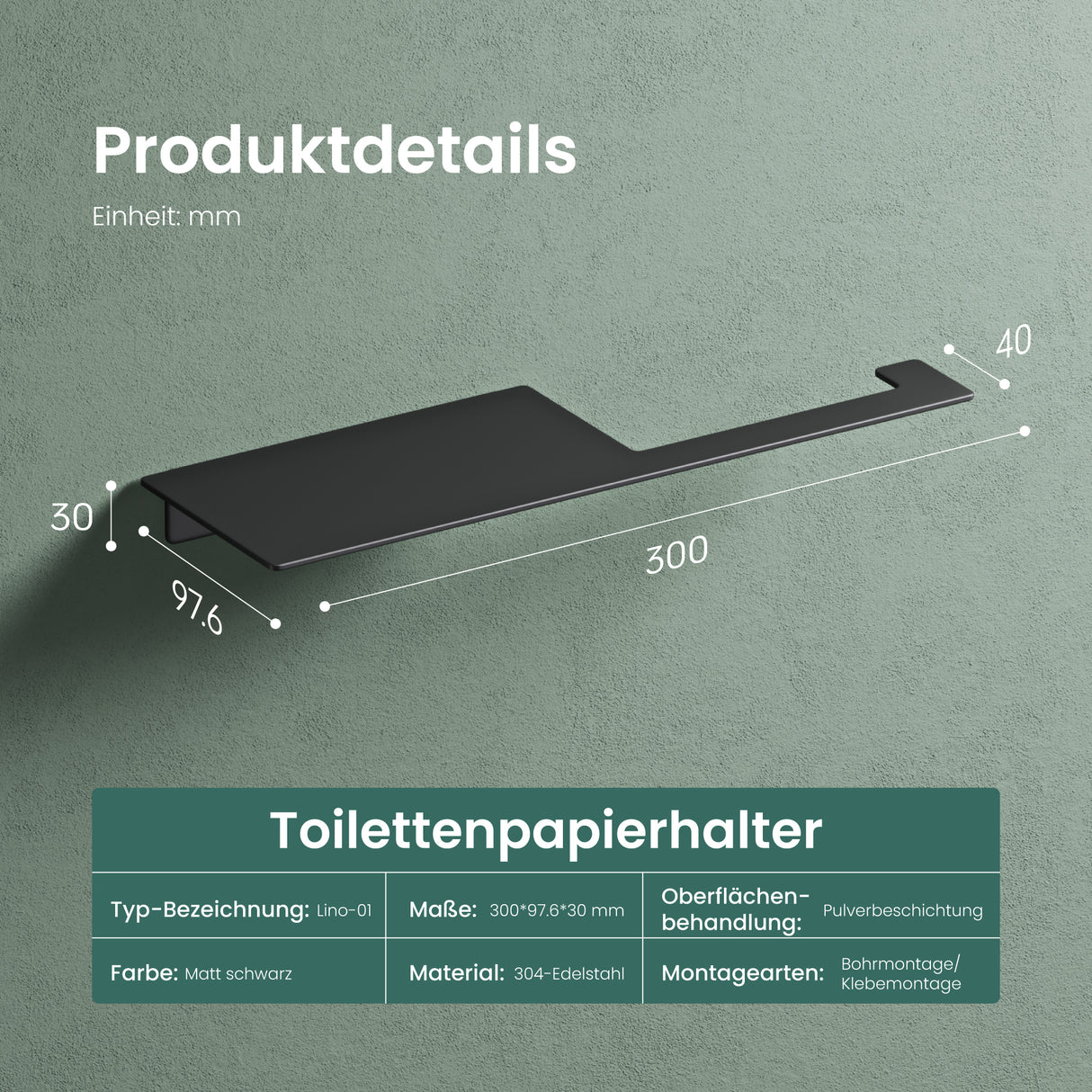 Glasvilla Design Portarrollos de Acero Inoxidable Lino-01 – Minimalismo Elegante para Baños Modernos