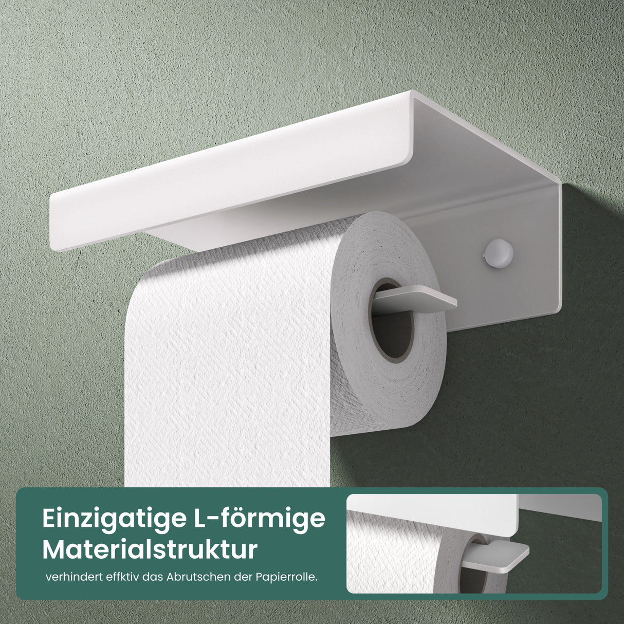 glasvilla Toilettenpapierhalter mit Ablage, Klopapierhalter WC aus Aluminiumlegierung, Toilettenpapier Halterung Rollenhalter Lino-05
