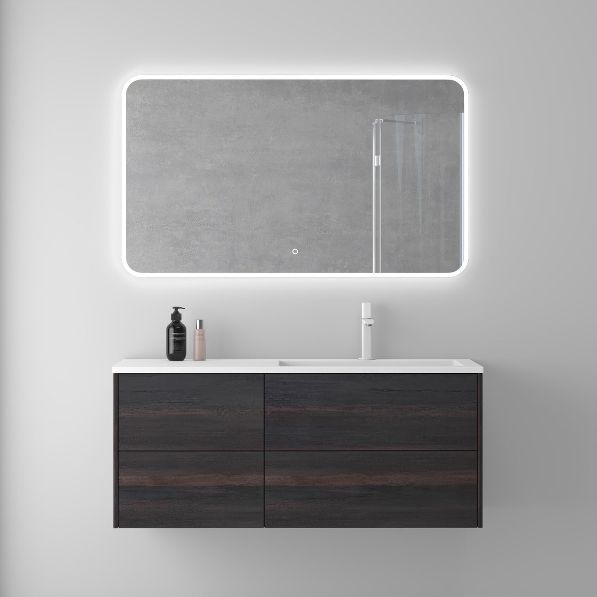 conjunto de muebles de baño glasvilla 120cm mueble de lavabo con mueble inferior Soft-Close 4 cajones muebles de baño Moment