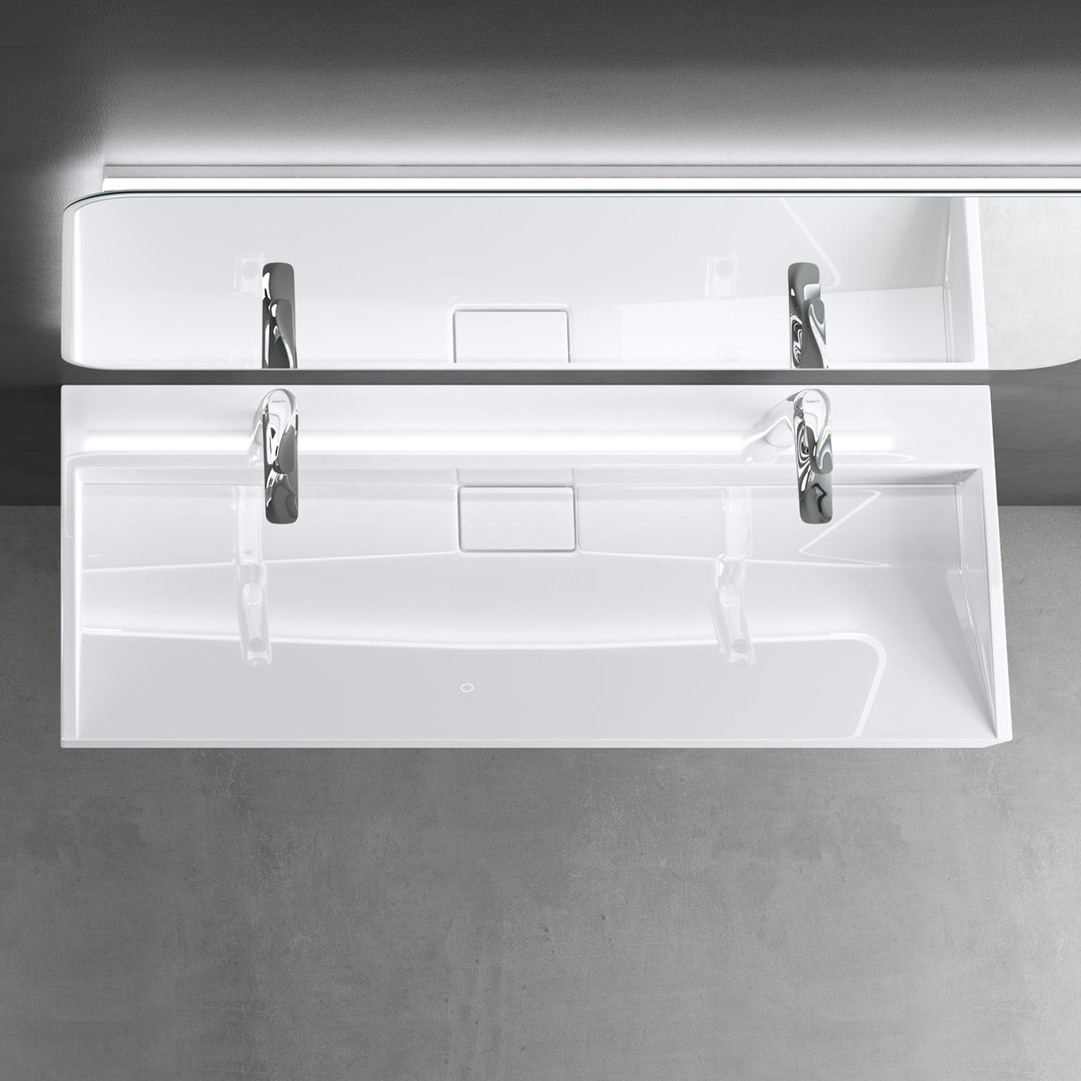 glasvilla Waschbecken Aufsatzwaschbecken Hängewaschbecken Hängewaschtisch inkl. Ablaufgarnitur Mineralguss Rechteckig Waschplatz col19