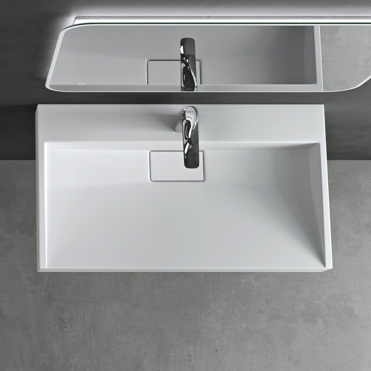 glasvilla Waschbecken Aufsatzwaschbecken Hängewaschbecken Hängewaschtisch inkl. Ablaufgarnitur Mineralguss Rechteckig Waschplatz col19