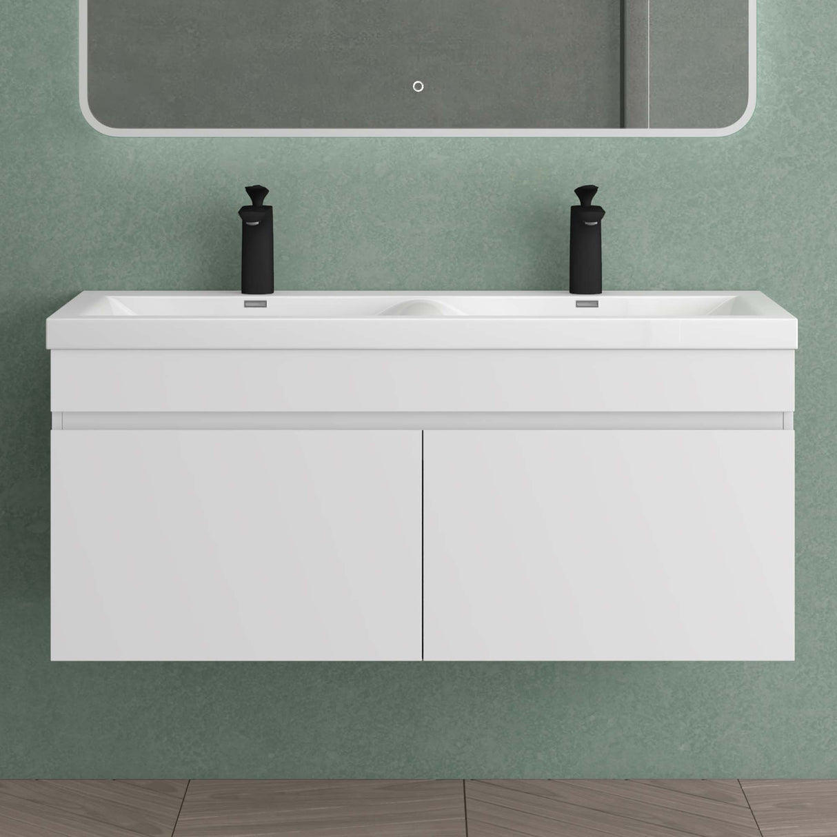 set de muebles de baño glasvilla con lavabo de mineral y mueble de baño Botanica