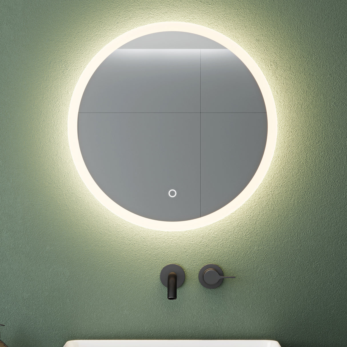 glasvilla Specchio da Bagno Appeso Specchio a LED Rotondo Specchio da Parete con Strato Anti-Appannamento e Interruttore a Sfioramento LED-Spiegel 05