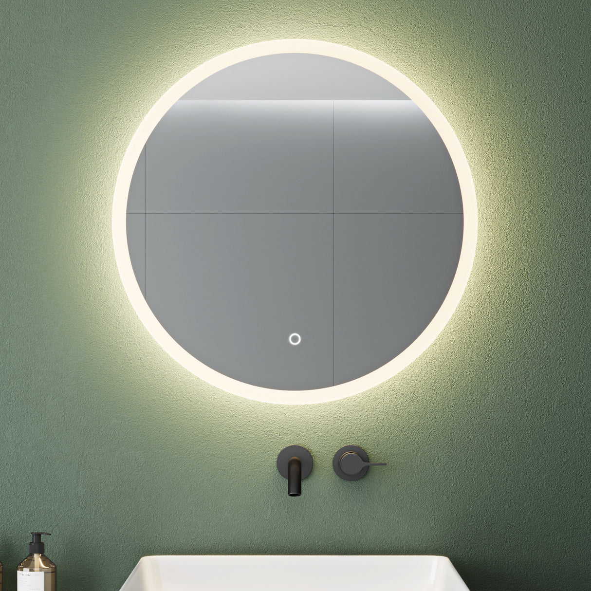 glasvilla Specchio da Bagno Appeso Specchio a LED Rotondo Specchio da Parete con Strato Anti-Appannamento e Interruttore a Sfioramento LED-Spiegel 05