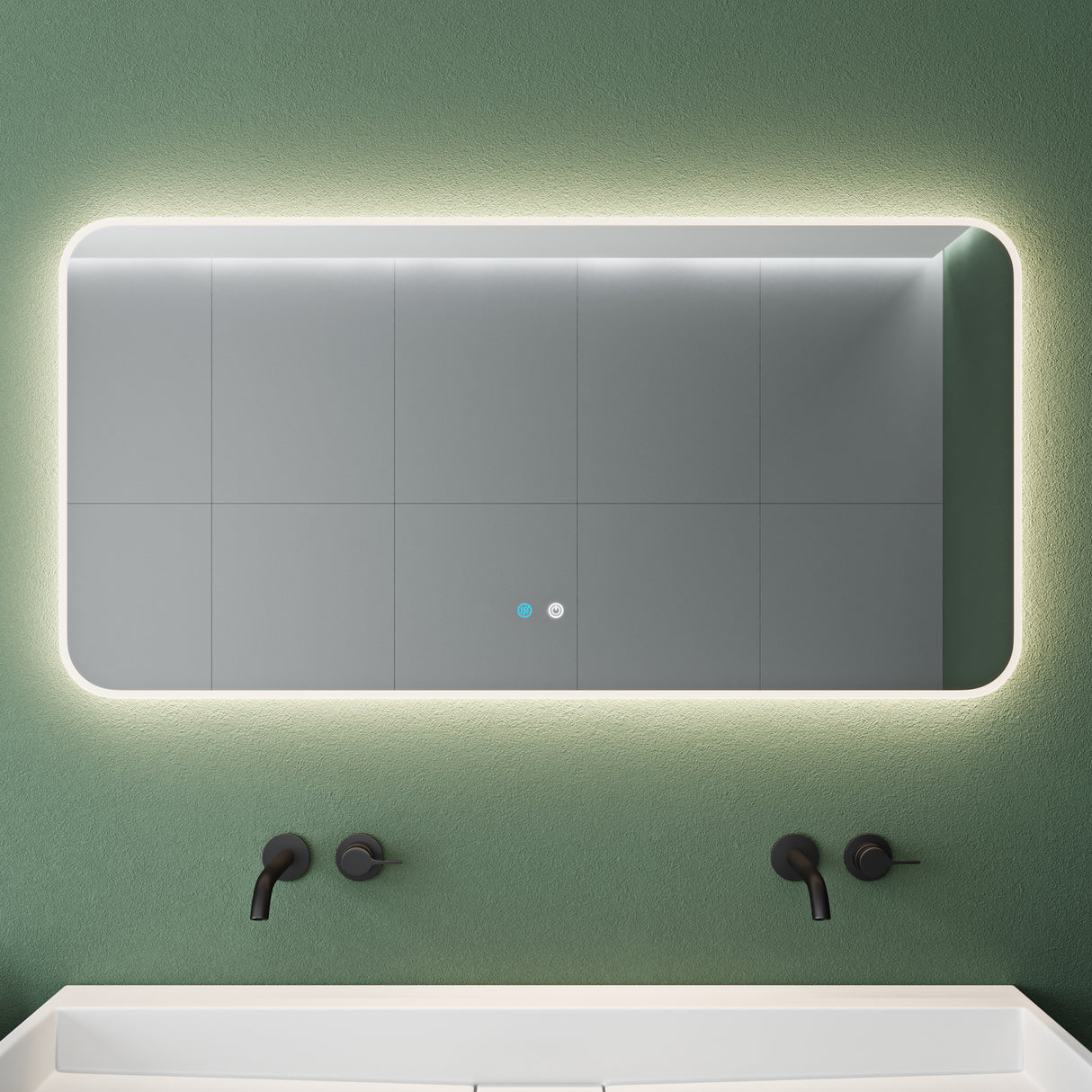 glasvilla Miroir Mural de Salle de Bain Miroir de Salle de Bain LED avec Interrupteur Tactile Antibuée Couche Antibuée