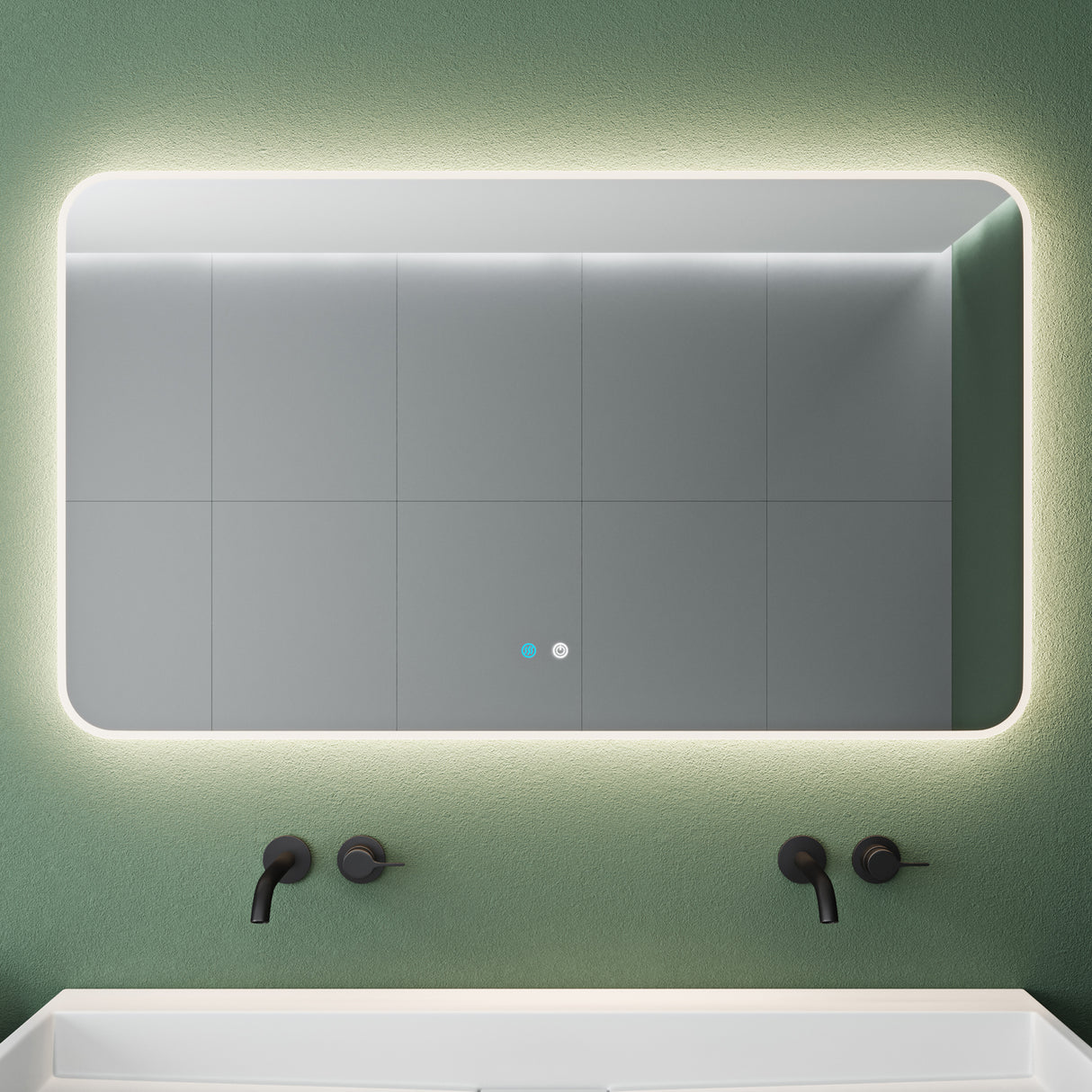 glasvilla Miroir Mural de Salle de Bain Miroir de Salle de Bain LED avec Interrupteur Tactile Antibuée Couche Antibuée