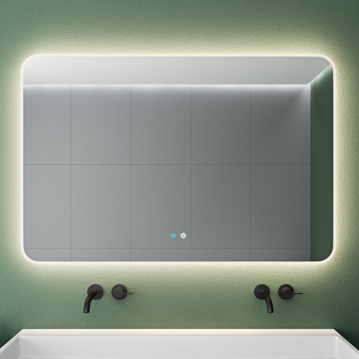 glasvilla Miroir Mural de Salle de Bain Miroir de Salle de Bain LED avec Interrupteur Tactile Antibuée Couche Antibuée