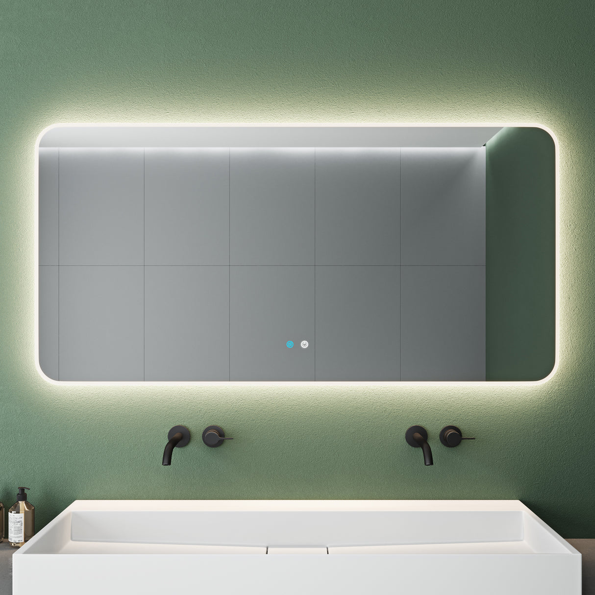 glasvilla Miroir Mural de Salle de Bain Miroir de Salle de Bain LED avec Interrupteur Tactile Antibuée Couche Antibuée