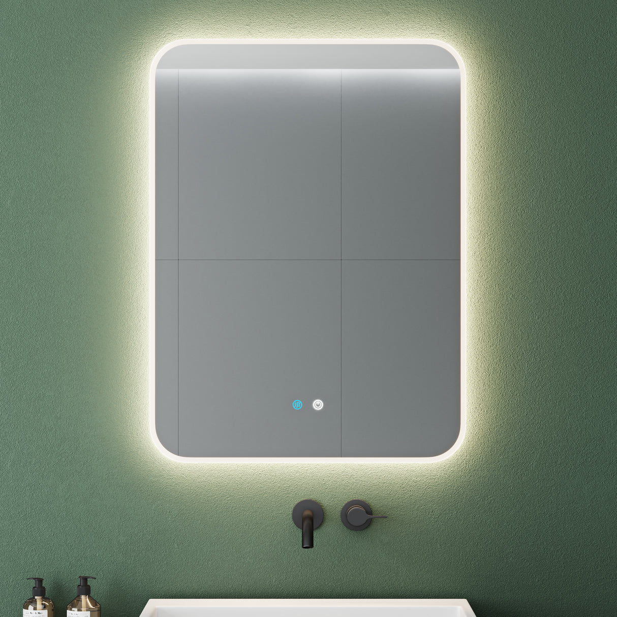 glasvilla Miroir Mural de Salle de Bain Miroir de Salle de Bain LED avec Interrupteur Tactile Antibuée Couche Antibuée