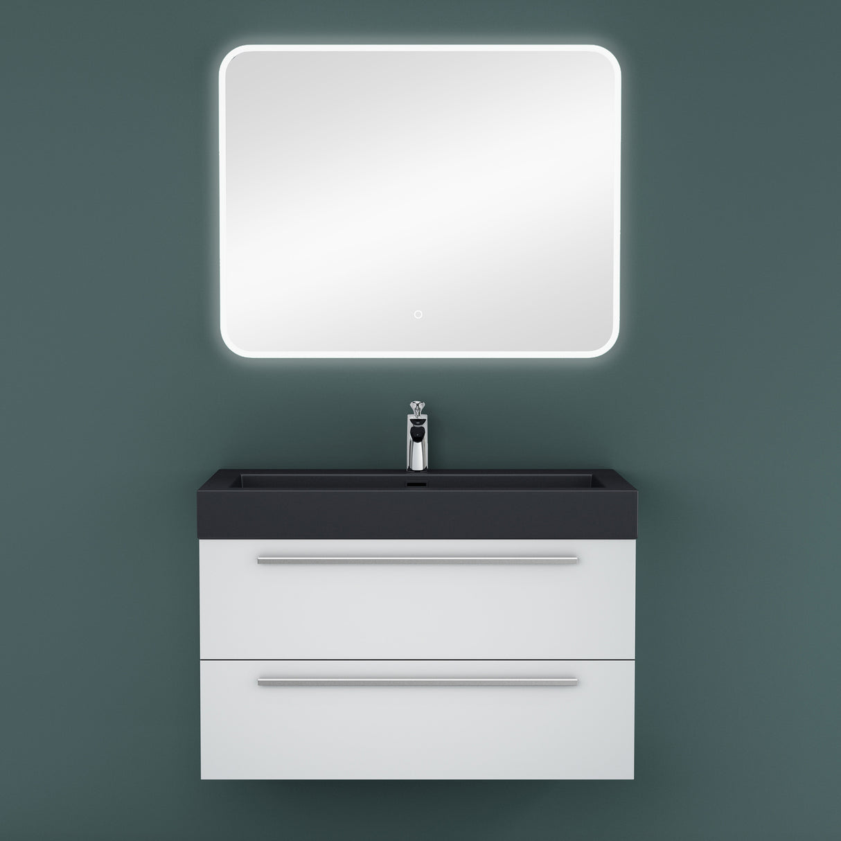 glasvilla Badmöbel-Set Waschbeckenunterschrank Waschtisch mit Unterschrank inkl. Mineralguss-Waschbecken in Anthrazit Quadratto