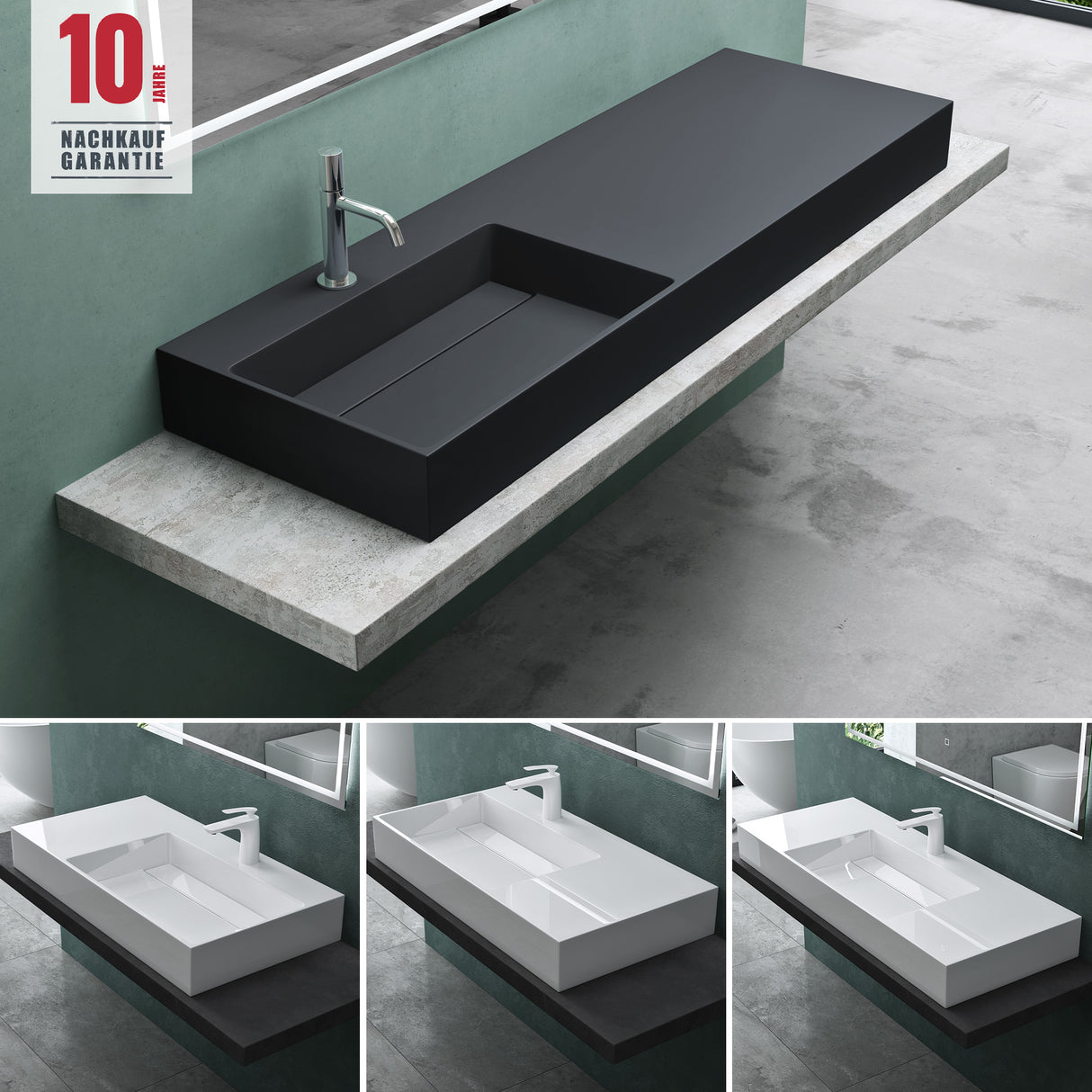 glasvilla Waschbecken Aufsatzwaschbecken Hängewaschbecken aus Mineralguss Col12