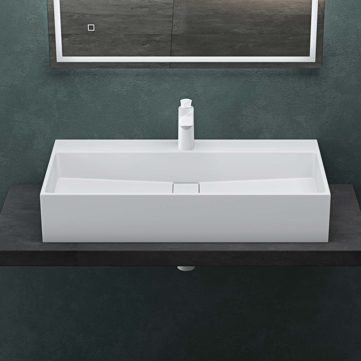 Lavabo Glasvilla Col6028 – Mineralguss con orificio para grifo, diseño y funcionalidad superior