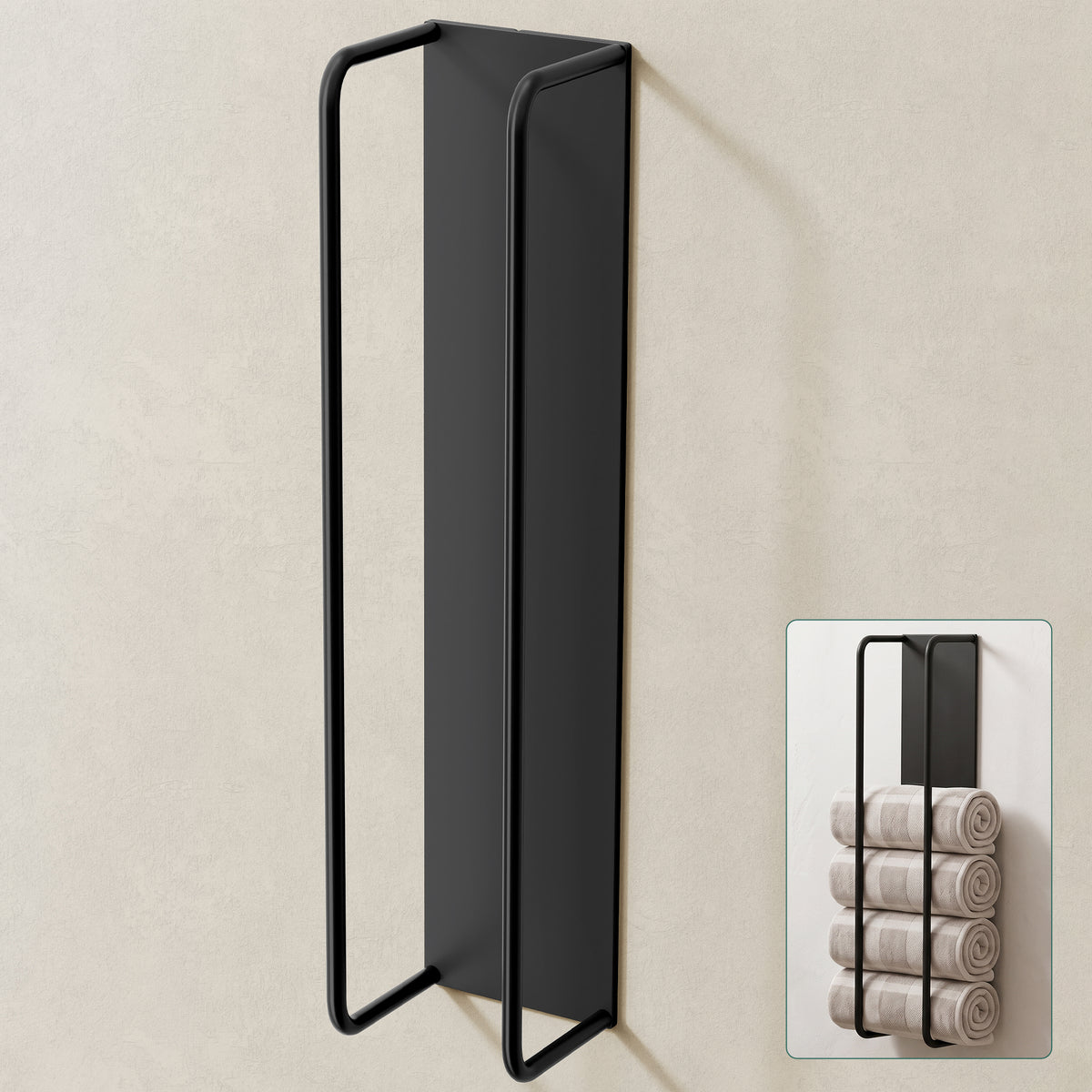 Glasvilla Porta Asciugamani da Parete Adesivo, Portasciugamani in Metallo Impermeabile, Installazione Orizzontale o Verticale, Porta Salviette per Bagno, Cucina, Tavrin-03