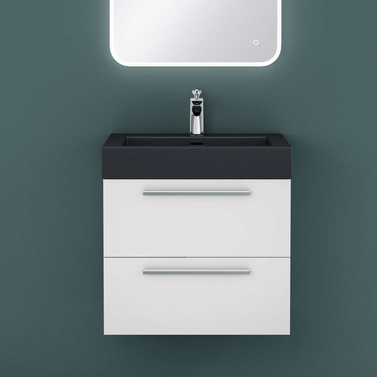 glasvilla Badmöbel-Set Waschbeckenunterschrank Waschtisch mit Unterschrank inkl. Mineralguss-Waschbecken in Anthrazit Quadratto