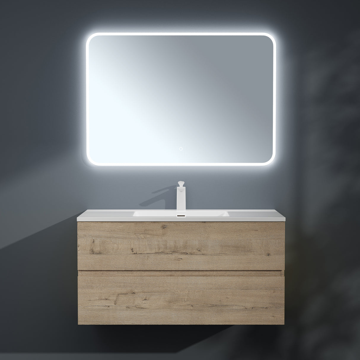 conjunto de muebles de baño glasvilla lavabo con mueble inferior lavabo de mineral lavabo mueble inferior 2 cajones cierre suave Aqualis