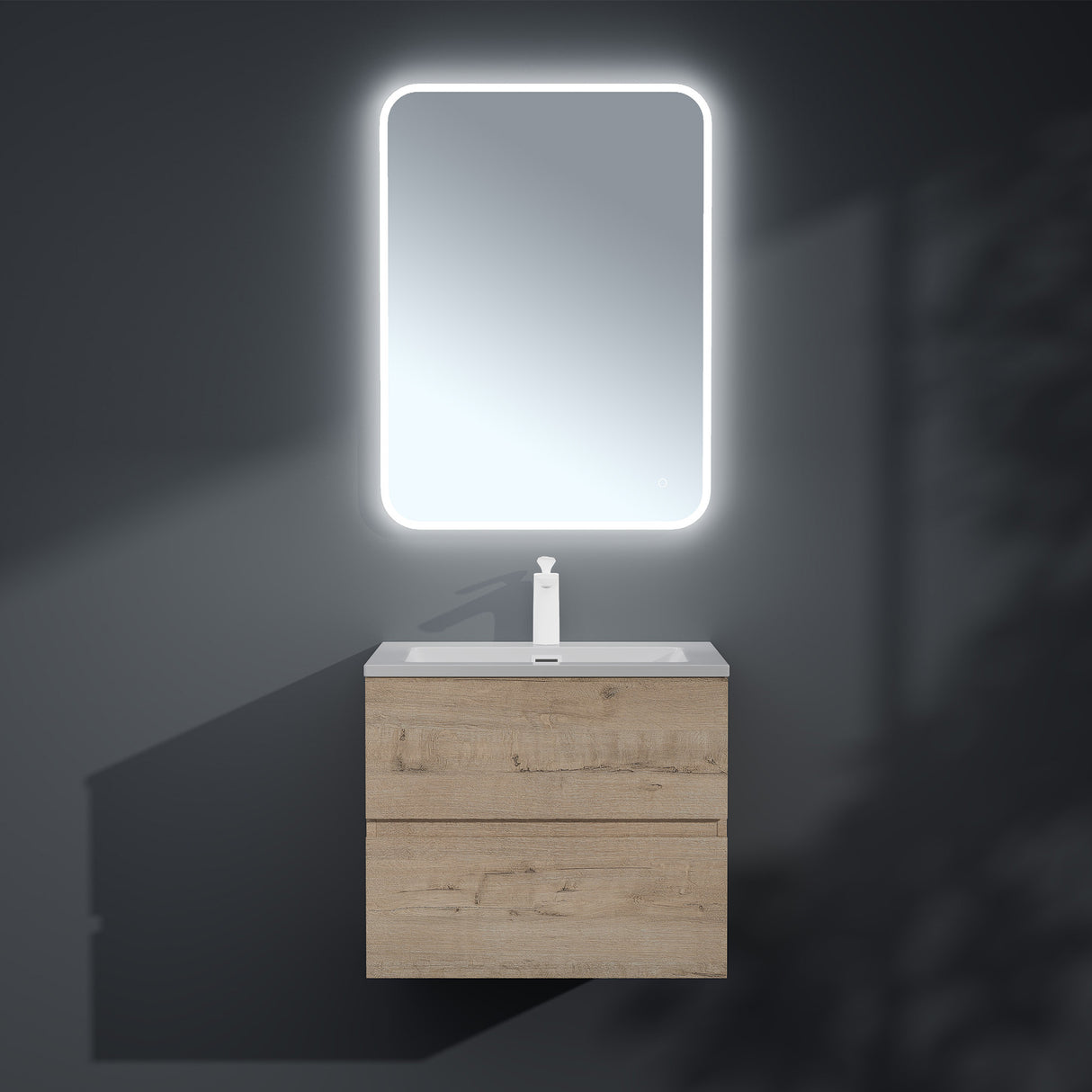 conjunto de muebles de baño glasvilla lavabo con mueble inferior lavabo de mineral lavabo mueble inferior 2 cajones cierre suave Aqualis