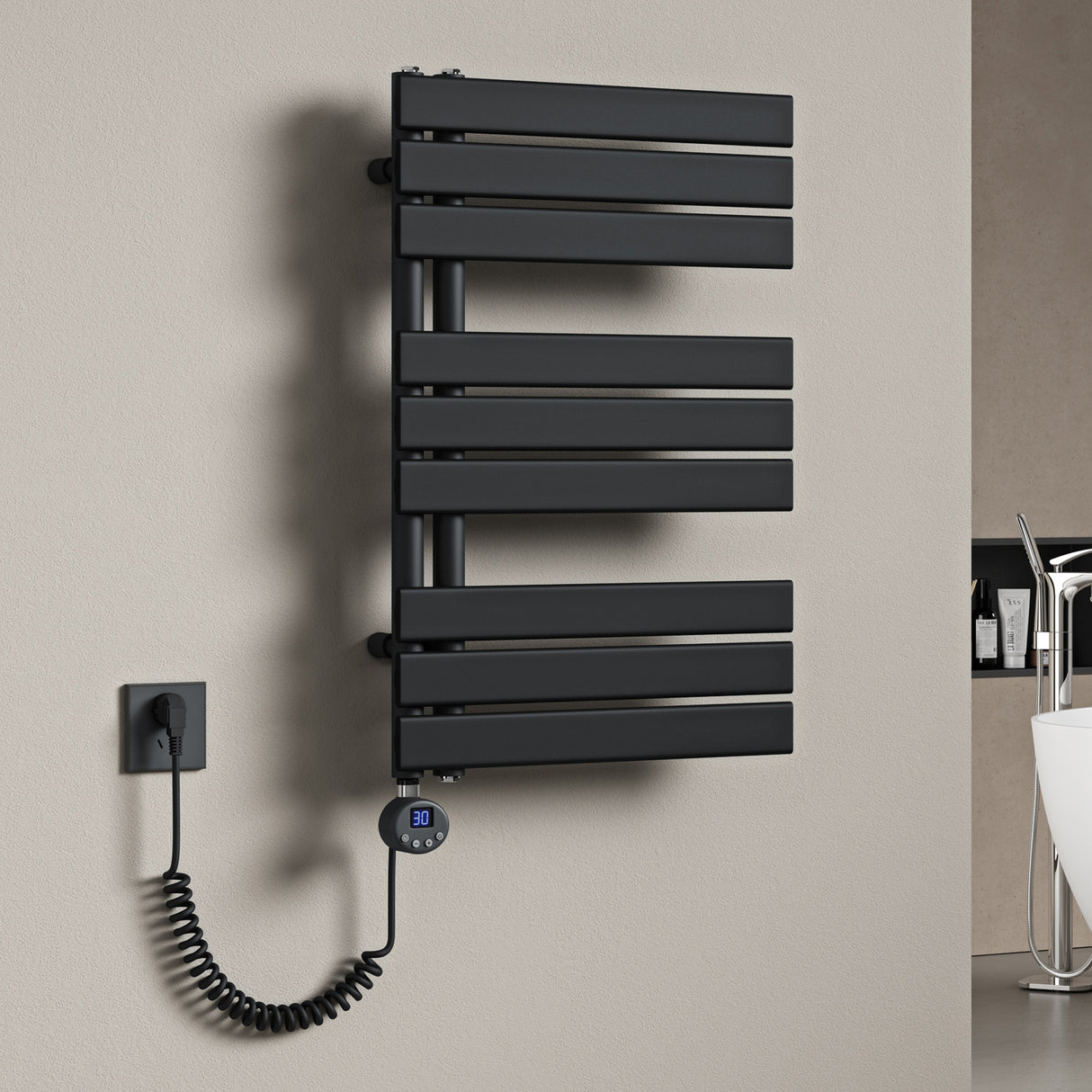 glasvilla Badheizkörper Elektrisch Seitenanschluss Handtuchheizkörper Handtuchhalter Handtuchwärmer Badheizung FN mit Heizstab 02