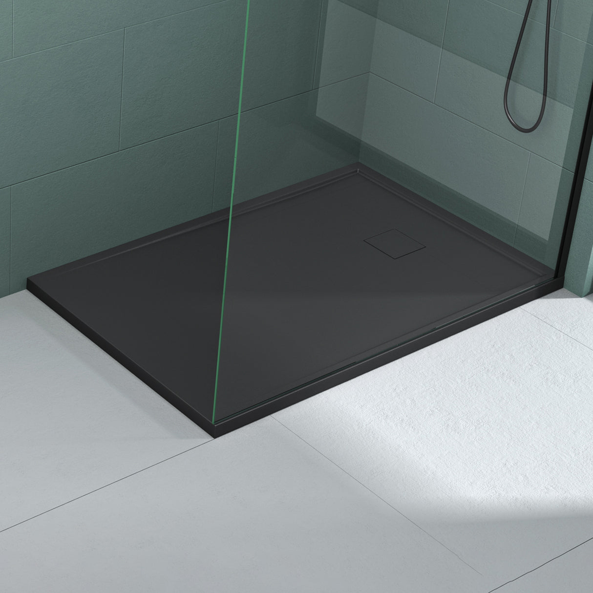 glasvilla Duschwanne aus Mineralguss Duschtasse Superflach Anti-Rutsch Geoma08