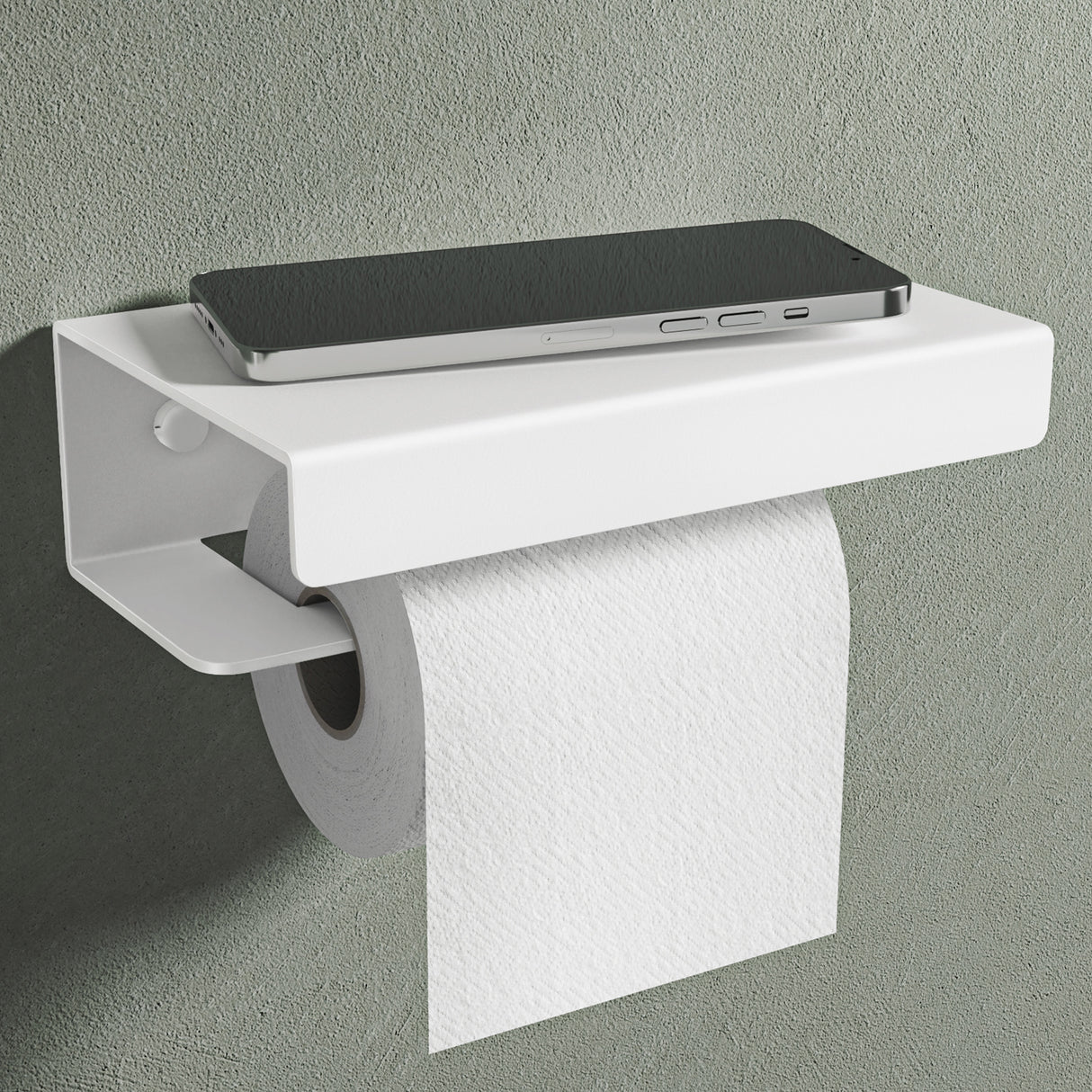 glasvilla Toilettenpapierhalter mit Ablage, Klopapierhalter WC aus Aluminiumlegierung, Toilettenpapier Halterung Rollenhalter Lino-05