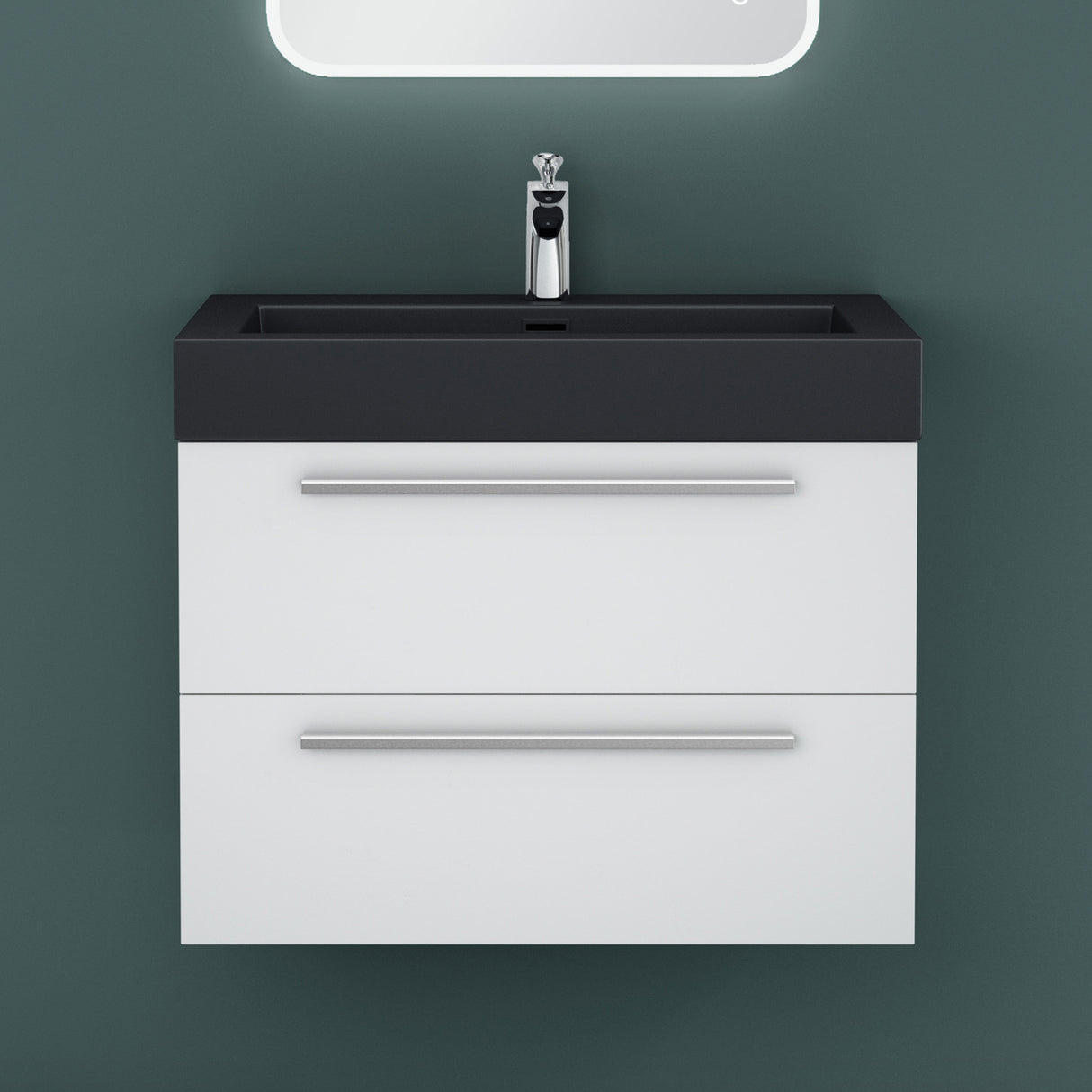 glasvilla Badmöbel-Set Waschbeckenunterschrank Waschtisch mit Unterschrank inkl. Mineralguss-Waschbecken in Anthrazit Quadratto