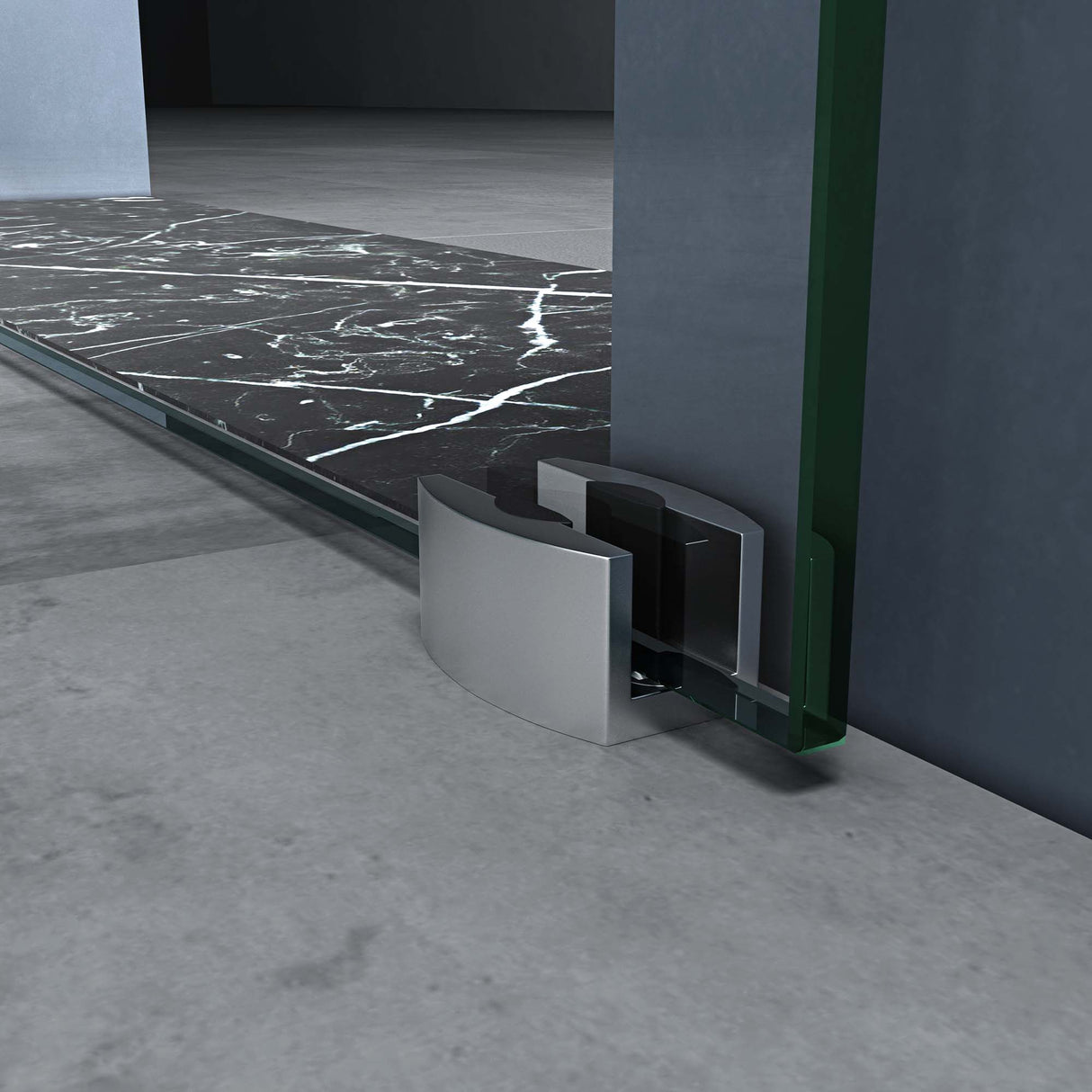 Ensemble complet de porte coulissante en verre Glasvilla Amalfi H : 2050 mm, type de poignée : barre, avec mécanisme de fermeture amortie, verre de sécurité trempé de 8 mm