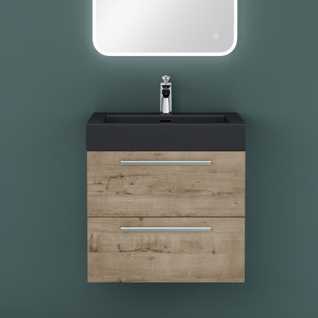 glasvilla Badmöbel-Set Waschbeckenunterschrank Waschtisch mit Unterschrank inkl. Mineralguss-Waschbecken in Anthrazit Quadratto