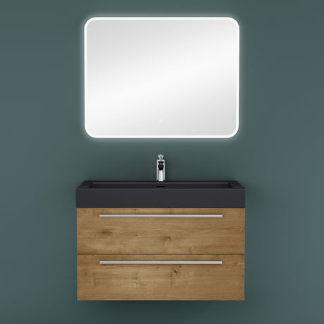 glasvilla Badmöbel-Set Waschbeckenunterschrank Waschtisch mit Unterschrank inkl. Mineralguss-Waschbecken in Anthrazit Quadratto