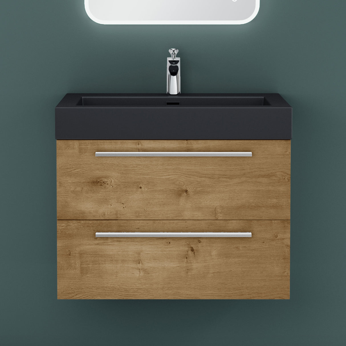 glasvilla Badmöbel-Set Waschbeckenunterschrank Waschtisch mit Unterschrank inkl. Mineralguss-Waschbecken in Anthrazit Quadratto