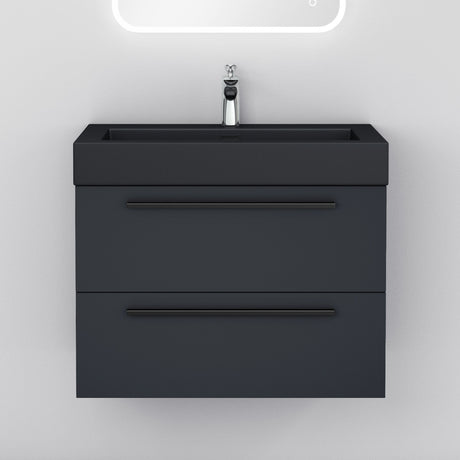 glasvilla Badmöbel-Set Waschbeckenunterschrank Waschtisch mit Unterschrank inkl. Mineralguss-Waschbecken in Anthrazit Quadratto