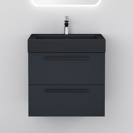 glasvilla Badmöbel-Set Waschbeckenunterschrank Waschtisch mit Unterschrank inkl. Mineralguss-Waschbecken in Anthrazit Quadratto