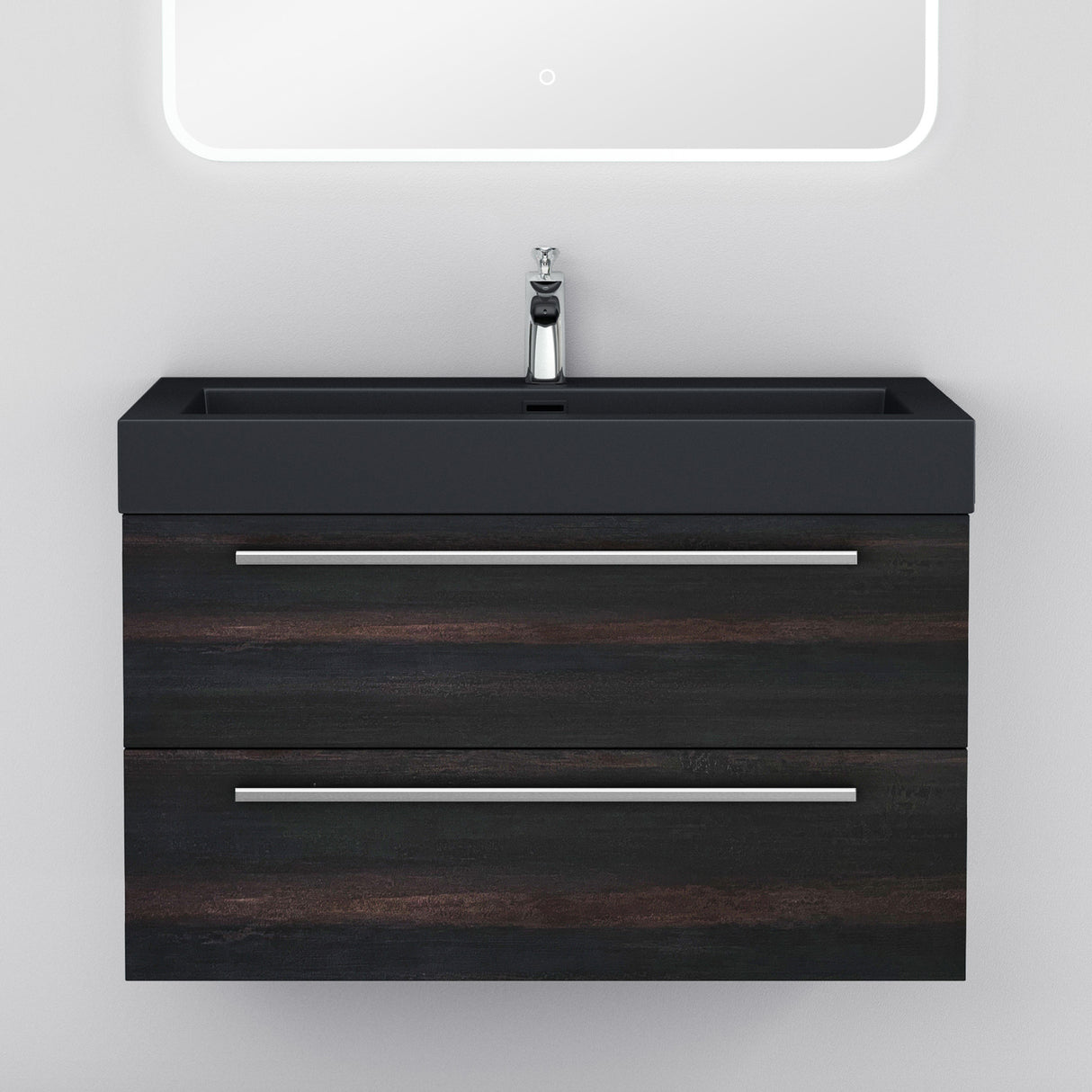 glasvilla Badmöbel-Set Waschbeckenunterschrank Waschtisch mit Unterschrank inkl. Mineralguss-Waschbecken in Anthrazit Quadratto