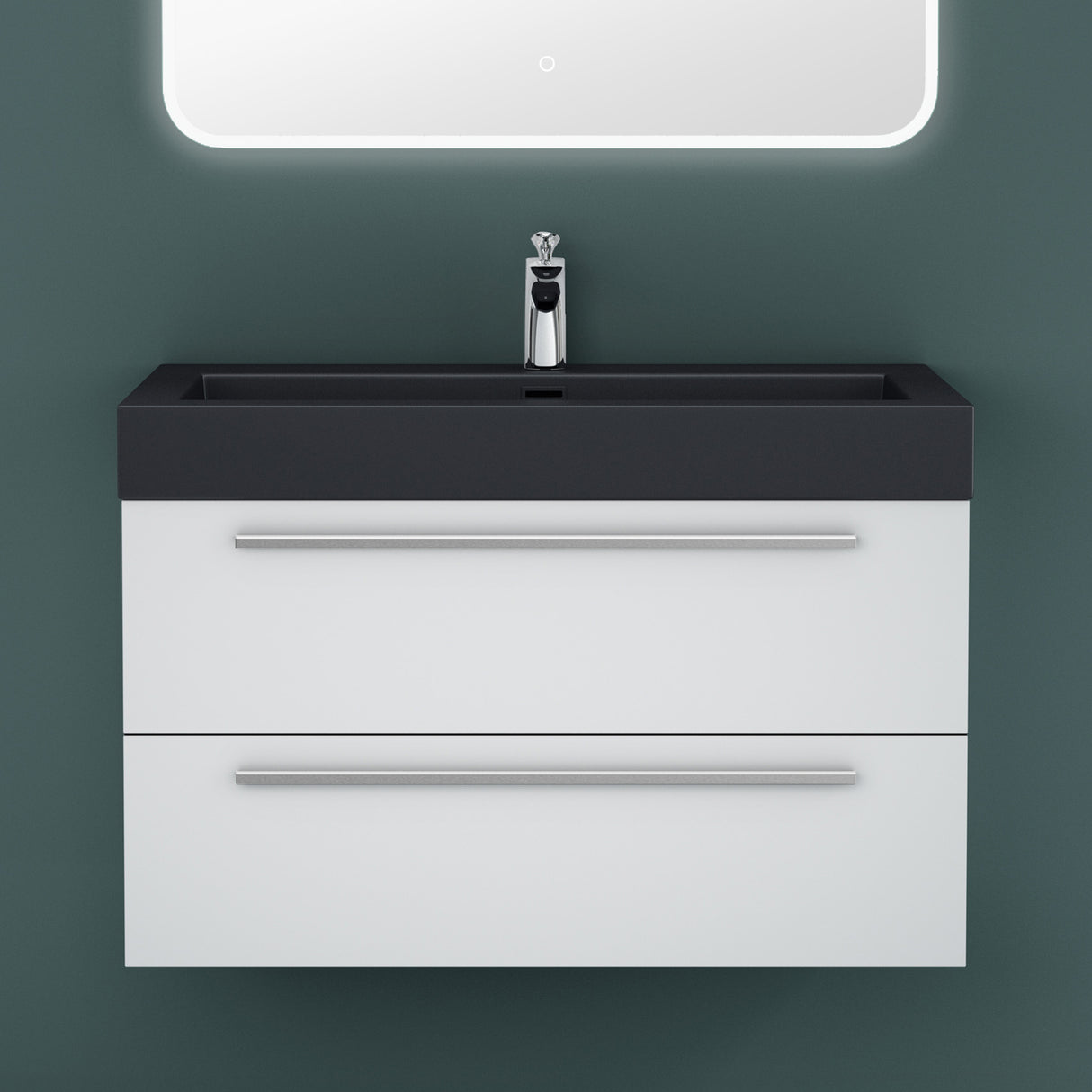 glasvilla Badmöbel-Set Waschbeckenunterschrank Waschtisch mit Unterschrank inkl. Mineralguss-Waschbecken in Anthrazit Quadratto