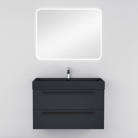 glasvilla Badmöbel-Set Waschbeckenunterschrank Waschtisch mit Unterschrank inkl. Mineralguss-Waschbecken in Anthrazit Quadratto