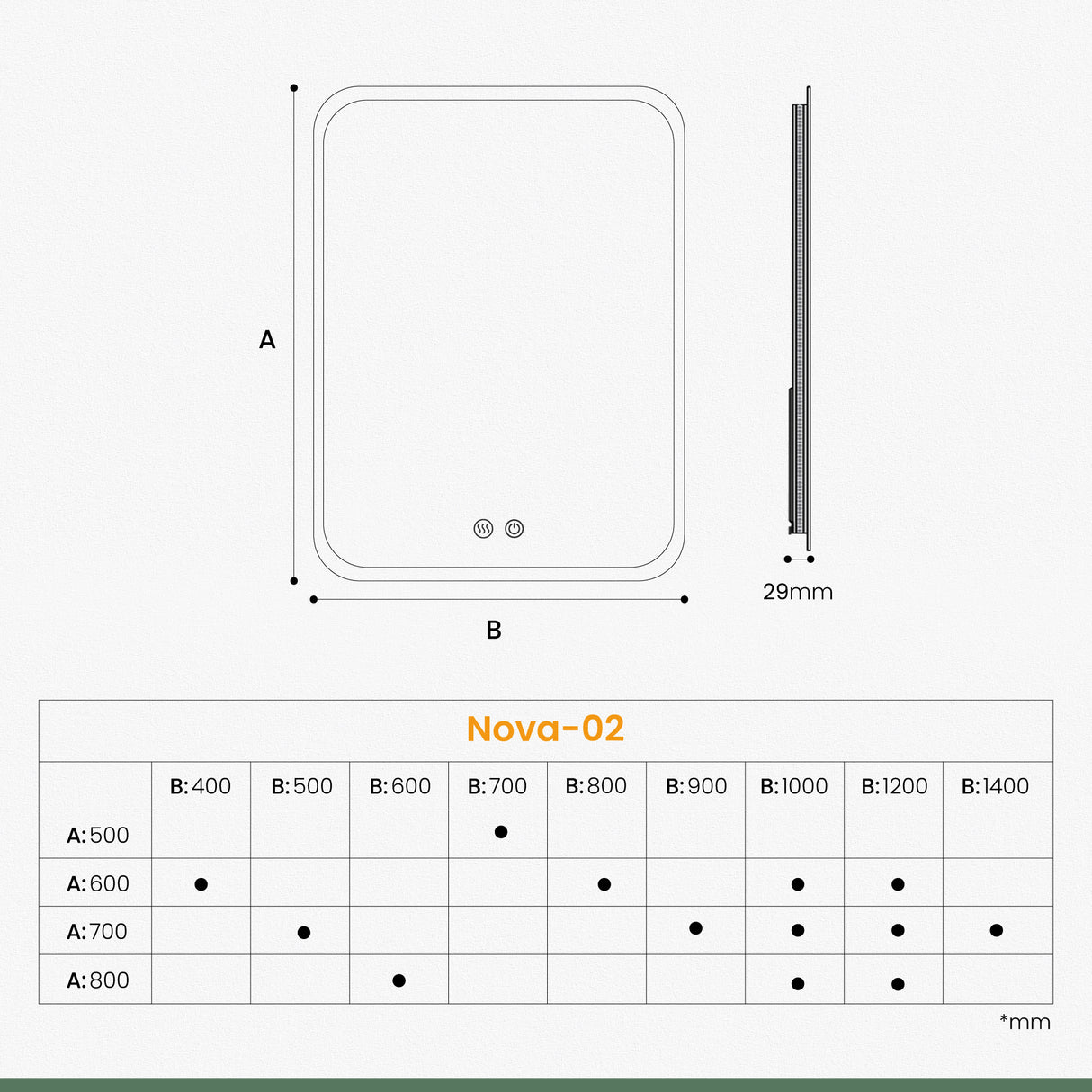 glasvilla Miroir Mural de Salle de Bain Miroir de Salle de Bain LED avec Interrupteur Tactile Antibuée Couche Antibuée