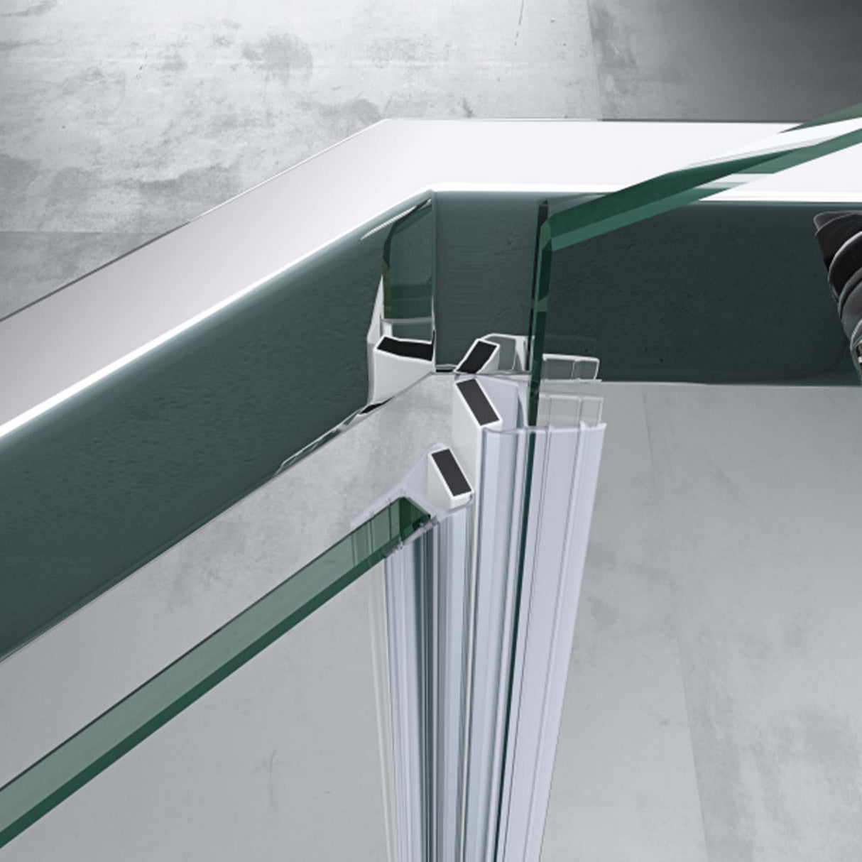 cabina de ducha en forma de pentágono glasvilla con plato de ducha, mampara de ducha de vidrio templado, instalación a ras de suelo posible, 8mm ESG, ducha Ravenna08