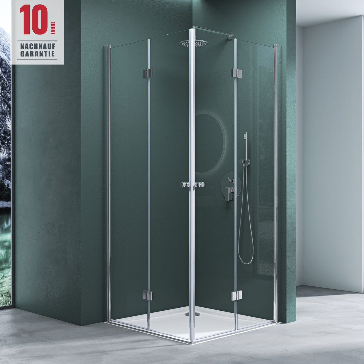 glasvilla Duschkabine Falttür 180° Klarglas ESG Klappbar & Faltbar Duschtür Lotus-Effekt NANO Eckeinstieg R26