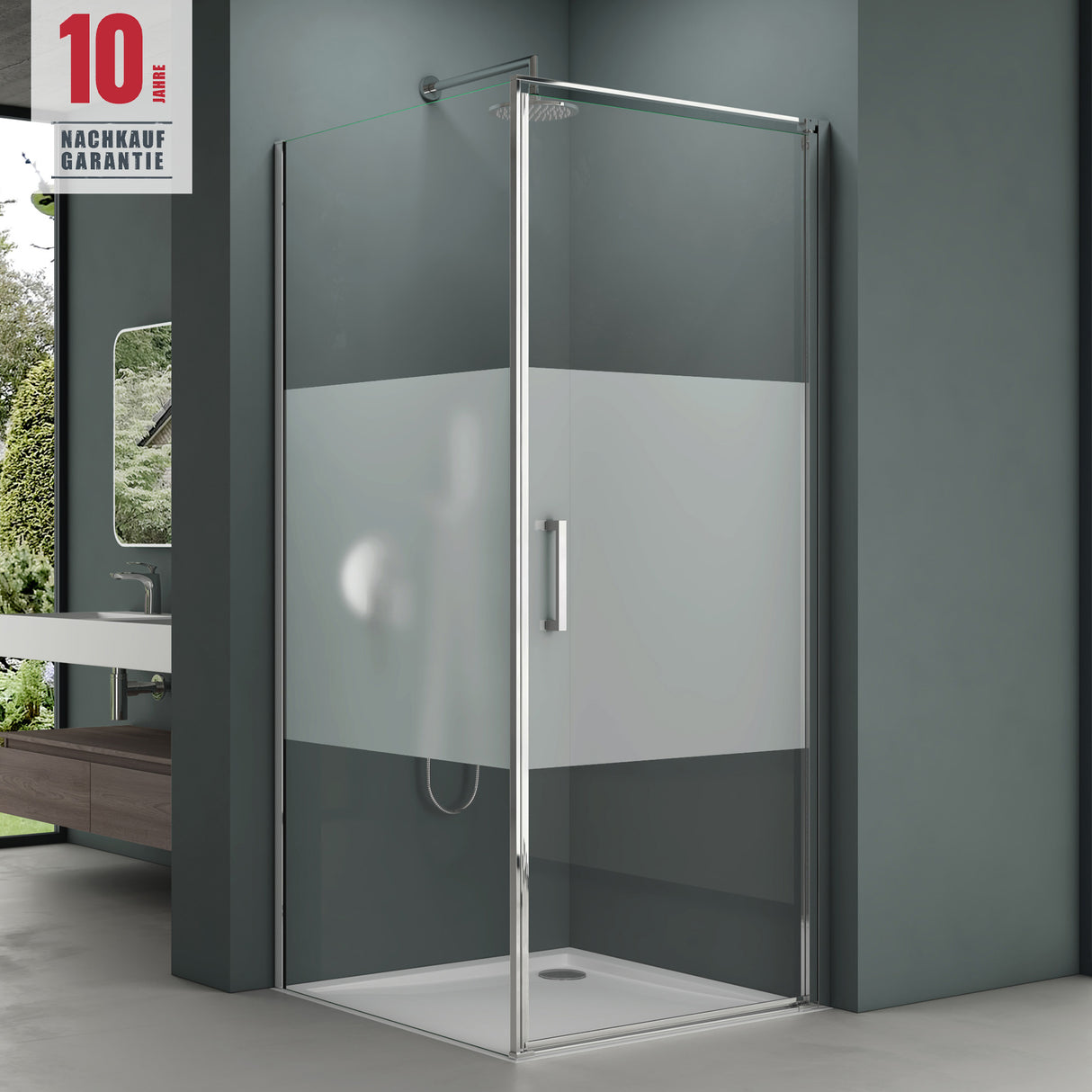 cabina de ducha glasvilla mecanismo de elevación y descenso vidrio esmerilado rayas 8mm vidrio de seguridad ESG recubrimiento nano Rav36MS-Plus