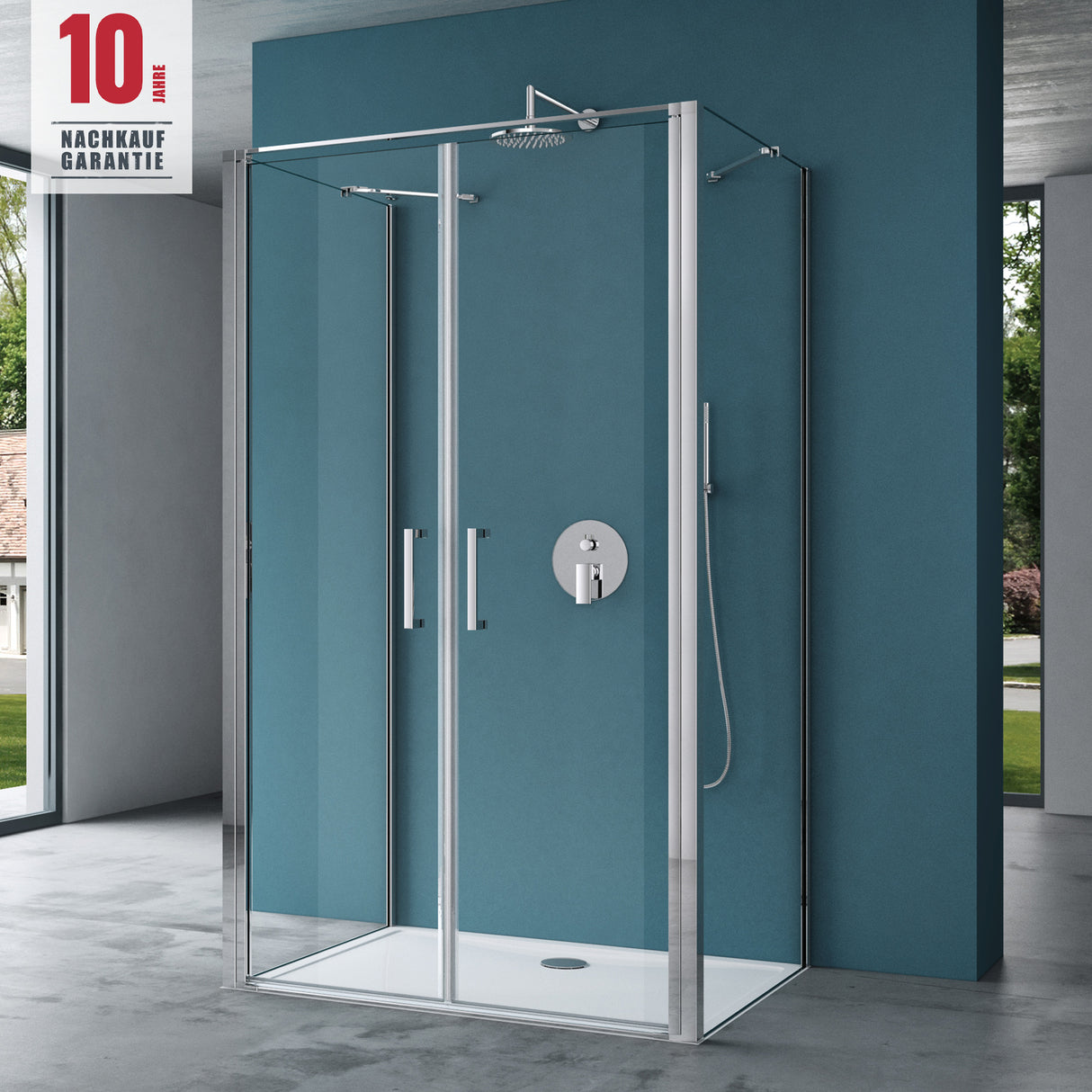 glasvilla Cabine de Douche Paroi de Douche en U Cadre en Aluminium Verre de Sécurité ESG Verre Transparent Double Porte Ravenna66UK